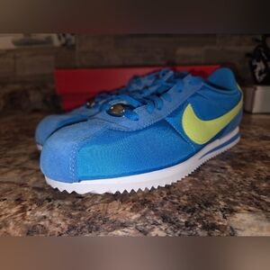 NEW Size 4.5Y Nike Kids Cortez BG Sneakers Photo Blue Lemon  Women 6-6.5
